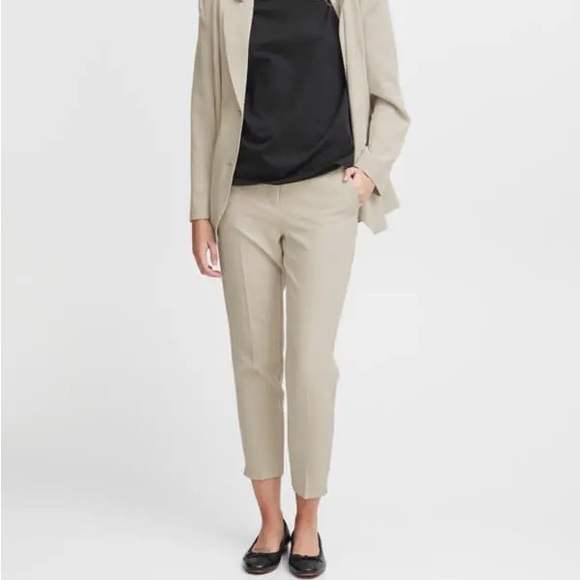 ICHI Pants - NWOT ICHI IHLEXI TROUSERS, beige/ neutral, slight crop, mid rise, straight leg